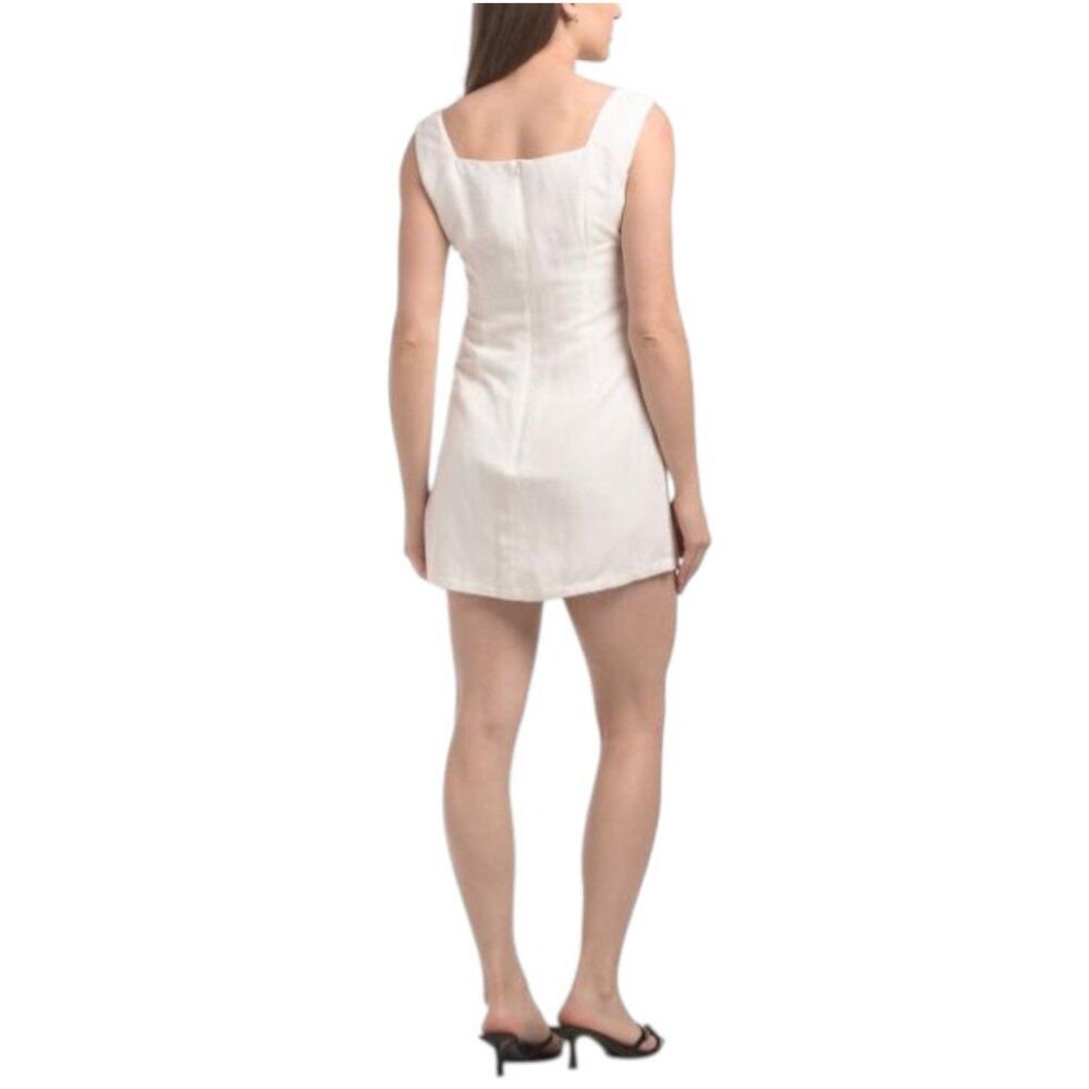 FRENCH CONNECTION Linen Blend Birdie Square Neck Mini Dress - Picture 2 of 4